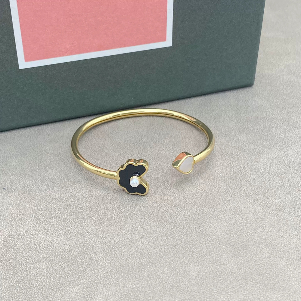 kate spade Metal Diamond Flower Clover Open Bangle